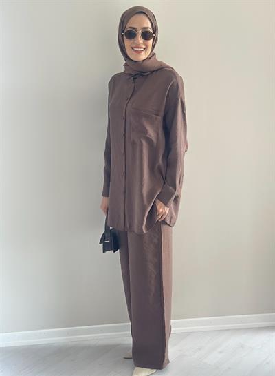Roma  Kahve  Gömlek Pantolon Takım
