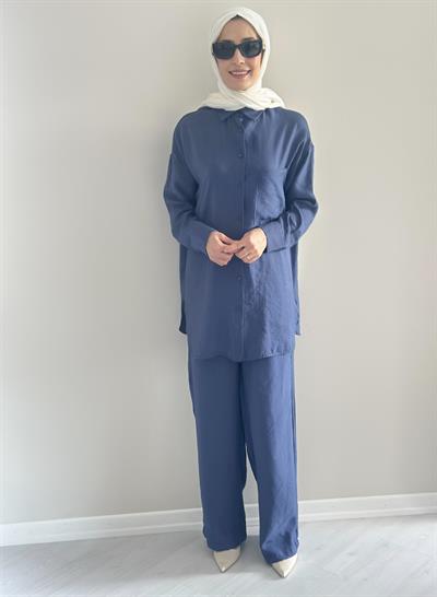 Roma  Mavi  Gömlek Pantolon Takım