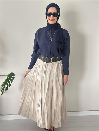 Rope Taş Kırışık Kumaş Etek