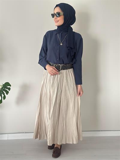 Rope Taş Kırışık Kumaş Etek