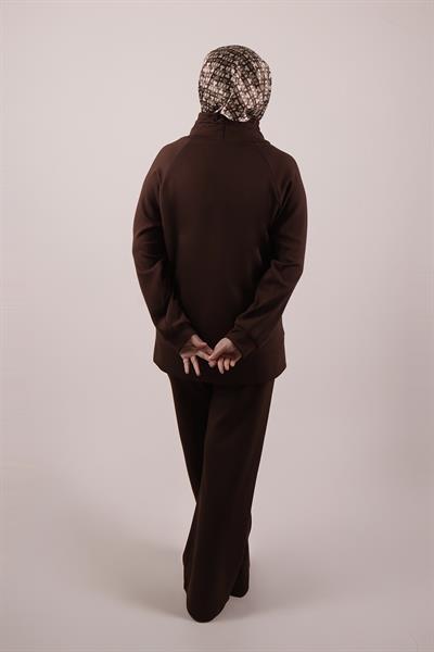 Silva Modal Likralı Kahverengi Eşofman Takımı