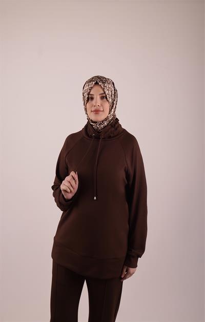 Silva Modal Likralı Kahverengi Eşofman Takımı