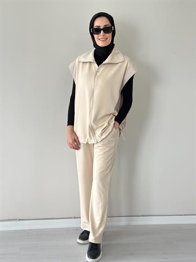 Wola Bej Yelek Pantolon Modal Takım