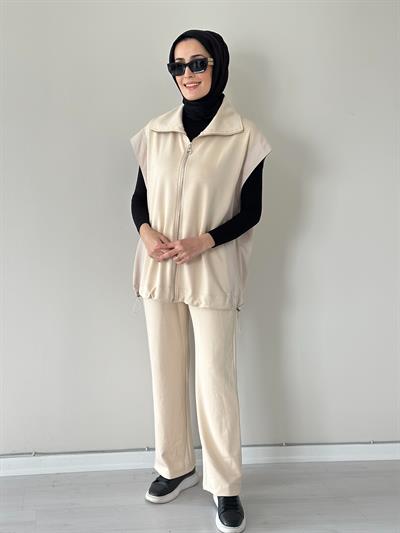 Wola Bej Yelek Pantolon Modal Takım