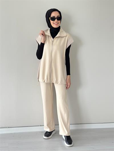 Wola Bej Yelek Pantolon Modal Takım