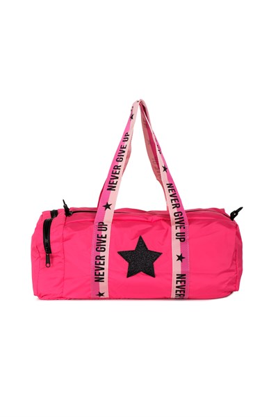 Çocuk Yıldız Baskılı Spor Çanta, Desenli Spor Çanta, Fermuarlı Detaylı Çocuk Spor Çanta Pembe