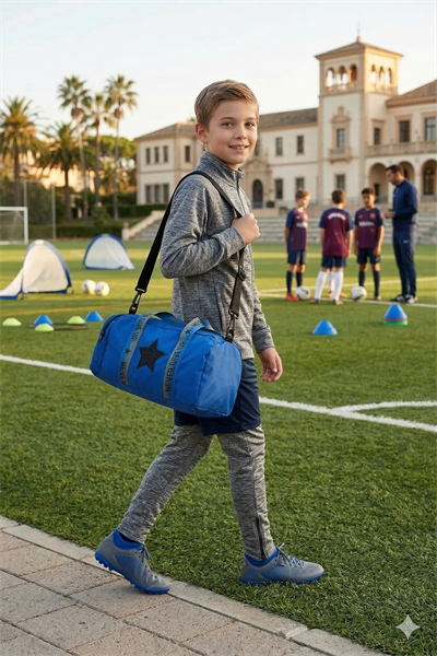 Çocuk Yıldız Baskılı Spor Çanta, Desenli Spor Çanta, Fermuarlı Detaylı Çocuk Spor Çanta Mavi