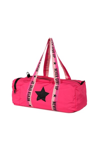 Çocuk Yıldız Baskılı Spor Çanta, Desenli Spor Çanta, Fermuarlı Detaylı Çocuk Spor Çanta Pembe