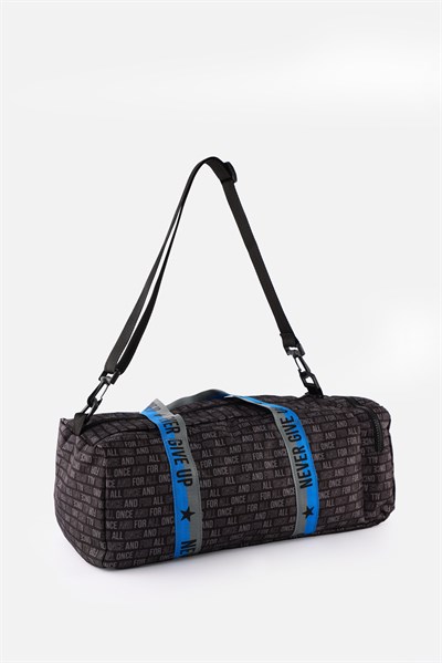 Çocuk Yıldız Baskılı Spor Çanta, Desenli Spor Çanta, Fermuarlı Detaylı Çocuk Spor Çanta Siyah Yazı