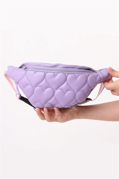 Icone Çocuk Kalp Kapitone Detaylı Bel Çantası Lila
