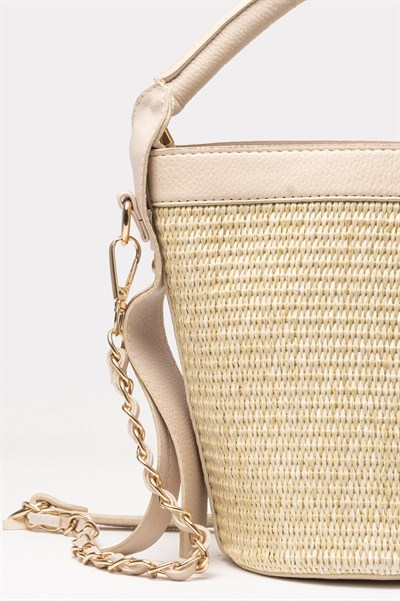 Icone Hasır Kova El Omuz Çantası SBej