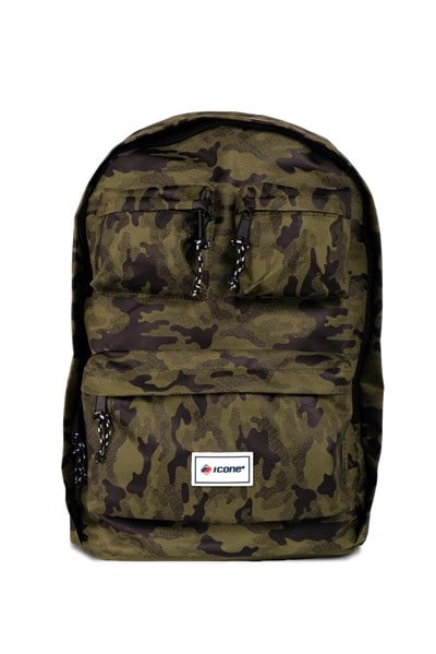 Icone Kamuflaj Baskılı Dört Cepli Sırt Çantası Yeşil