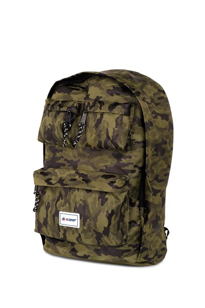 Icone Kamuflaj Baskılı Dört Cepli Sırt Çantası Yeşil