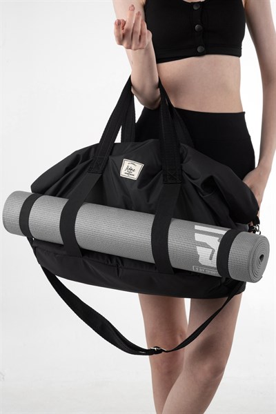 Icone Mat için Fermuar Kapamalı Yoga, Pilates, Fitness ,Gym Spor Çantası Siyah