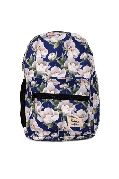 Icone Mavi Çiçek Baskılı Sırt Çantası