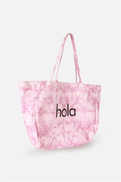 Icone Pembe Degrade Baskılı Kanvas Omuz Çantası, Degrade Plaj Çantası, Plaj Çantası, Beach Bag