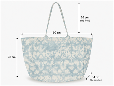 Icone Mavi Degrade Baskılı Kanvas Omuz Çantası, Degrade Plaj Çantası, Plaj Çantası, Beach Bag
