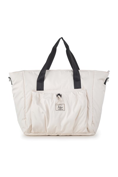 Icone Önü Büzgü Cepli Fermuar Kapamalı Yoga, Pilates, Fitness ,Gym Spor Çantası Beyaz