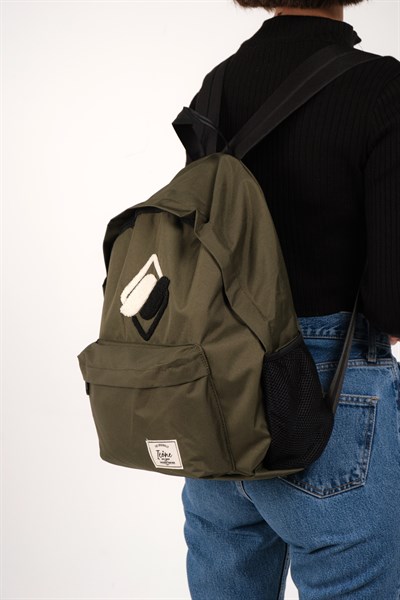 Icone Önü Nakışlı, Laptop Bölmeli Unisex Sırt Çantası, Okul Çantası Yeşil