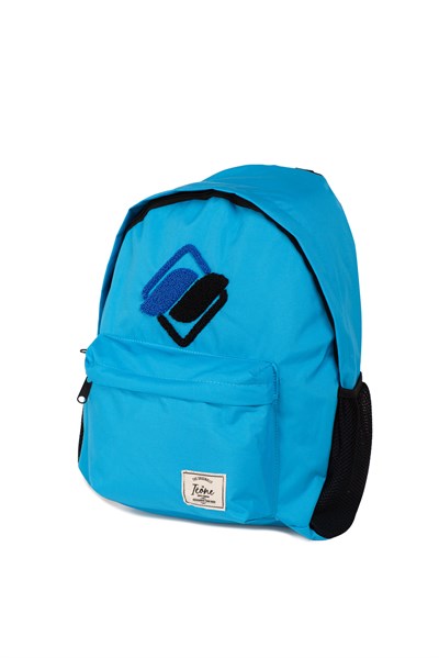 Icone Önü Nakışlı, Laptop Bölmeli Unisex Sırt Çantası, Okul Çantası Mavi