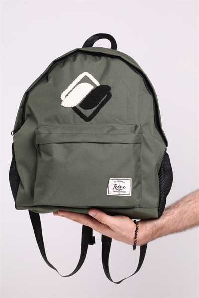 Icone Önü Nakışlı, Laptop Bölmeli Unisex Sırt Çantası, Okul Çantası Yeşil