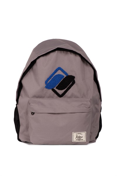 Icone Önü Nakışlı, Laptop Bölmeli Unisex Sırt Çantası, Okul Çantası Gri