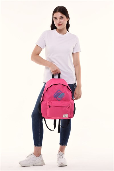 Icone Önü Nakışlı, Laptop Bölmeli Unisex Sırt Çantası, Okul Çantası Pembe