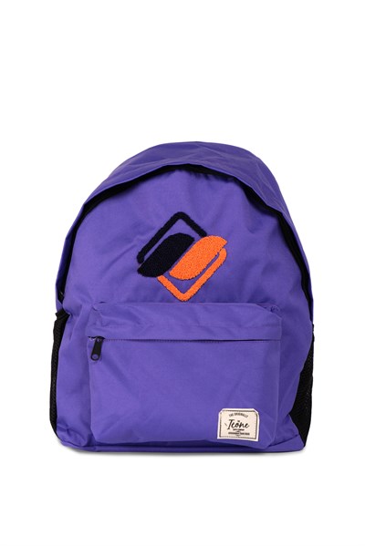Icone Önü Nakışlı, Laptop Bölmeli Unisex Sırt Çantası, Okul Çantası Mor