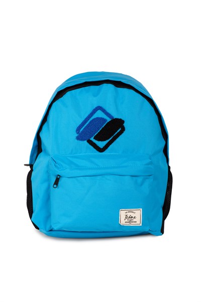 Icone Önü Nakışlı, Laptop Bölmeli Unisex Sırt Çantası, Okul Çantası Mavi