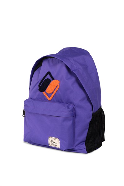 Icone Önü Nakışlı, Laptop Bölmeli Unisex Sırt Çantası, Okul Çantası Mor