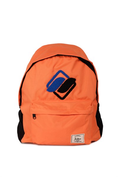 Icone Önü Nakışlı, Laptop Bölmeli Unisex Sırt Çantası, Okul Çantası Turuncu