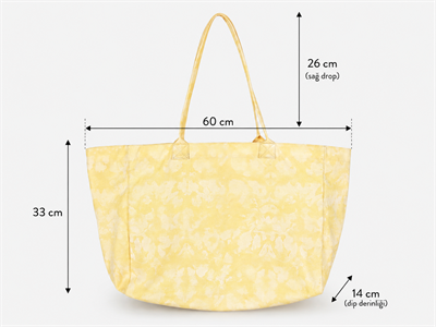 Icone Sarı Degrade Baskılı Kanvas Omuz Çantası, Degrade Plaj Çantası, Plaj Çantası, Beach Bag