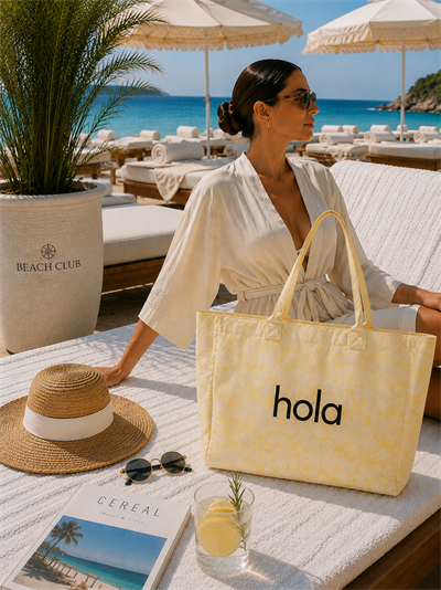 Icone Sarı Degrade Baskılı Kanvas Omuz Çantası, Degrade Plaj Çantası, Plaj Çantası, Beach Bag