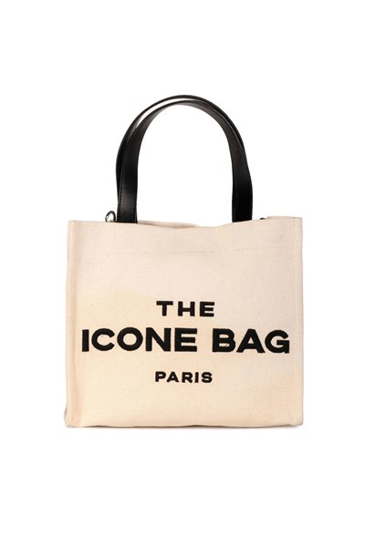 Icone The Icone Bag Paris İşlemeli Tote Kadın Kol Çantası ve Omuz Çantası Krem