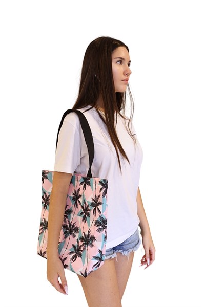 Kadın, Kız Plaj Çantası, Baskılı Plaj Çanta, Yaprak Desenli Çanta