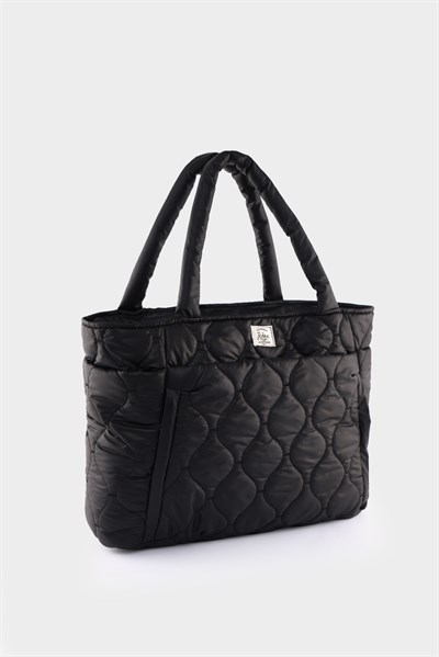 Kapitoneli Paraşüt Çanta - Laptop Bölmeli, Büyük Cepli, Suluk Gözlü, Valiz Aparatlı Siyah