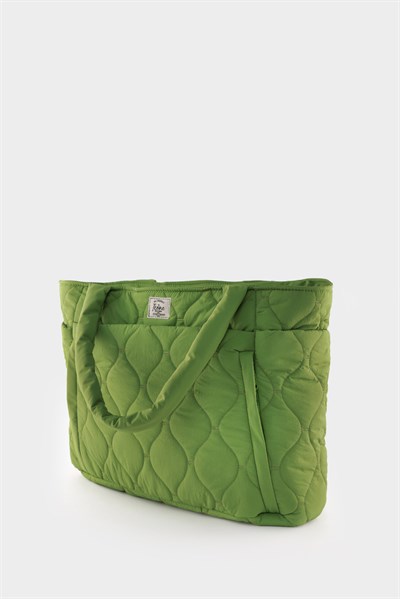 Kapitoneli Paraşüt Çanta - Laptop Bölmeli, Büyük Cepli, Suluk Gözlü, Valiz Aparatlı Zeytin