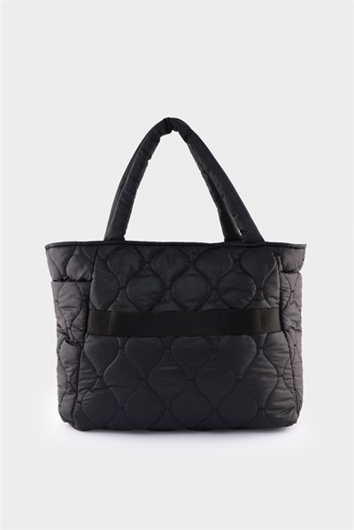 Kapitoneli Paraşüt Çanta - Laptop Bölmeli, Büyük Cepli, Suluk Gözlü, Valiz Aparatlı Siyah