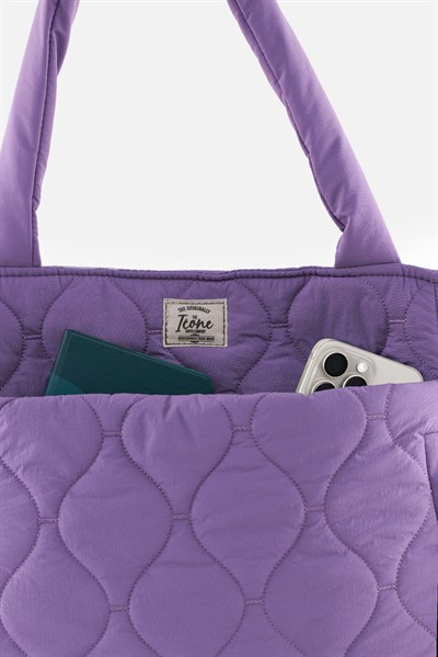 Kapitoneli Paraşüt Çanta - Laptop Bölmeli, Büyük Cepli, Suluk Gözlü, Valiz Aparatlı Mor