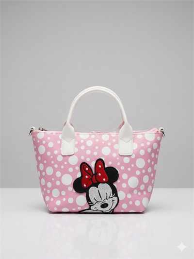 Minnie Kız Çocuk Omuz Çantası, Puantiyeli Çanta, Mini Puantiyeli Çanta