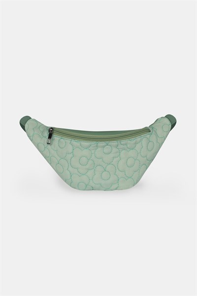 Paraşüt Kumaşlı Çiçek Kapitoneli, Suni Detaylı Kız Çocuk Bel Çantası, Su Yeşili Kız Çocuk Bel Çantası