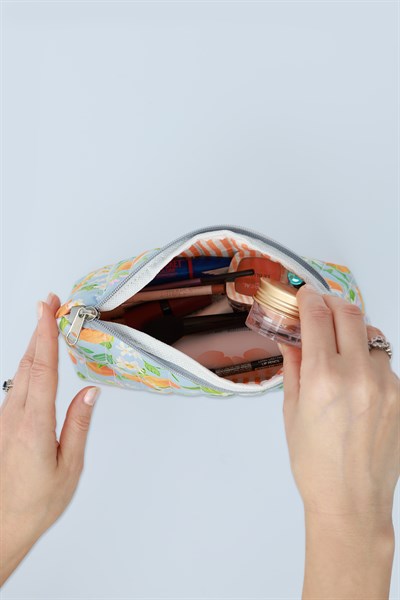 Üçgen Makyaj Çantası Portakal