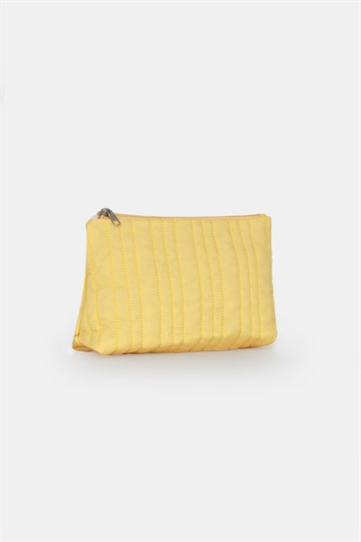 Üçgen Makyaj Çantası Sarı