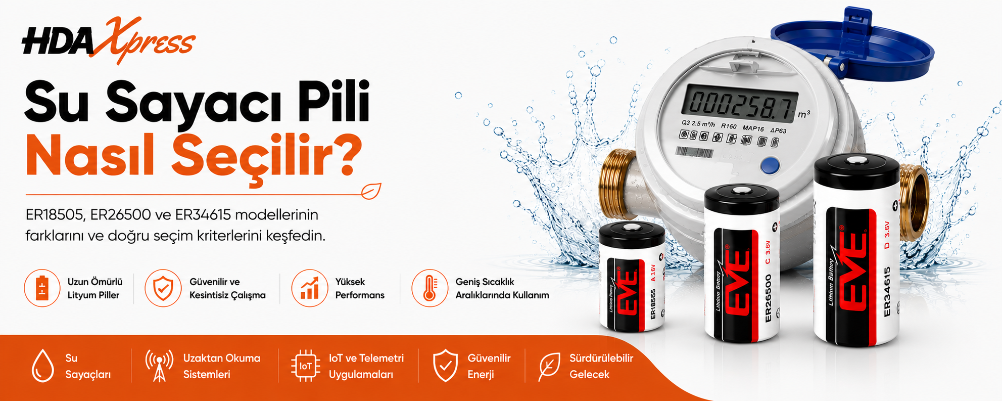 Su Sayacı Pili Nasıl Seçilir? ER18505 ER26500 ER34615 Lityum Sayaç Pili Rehberi