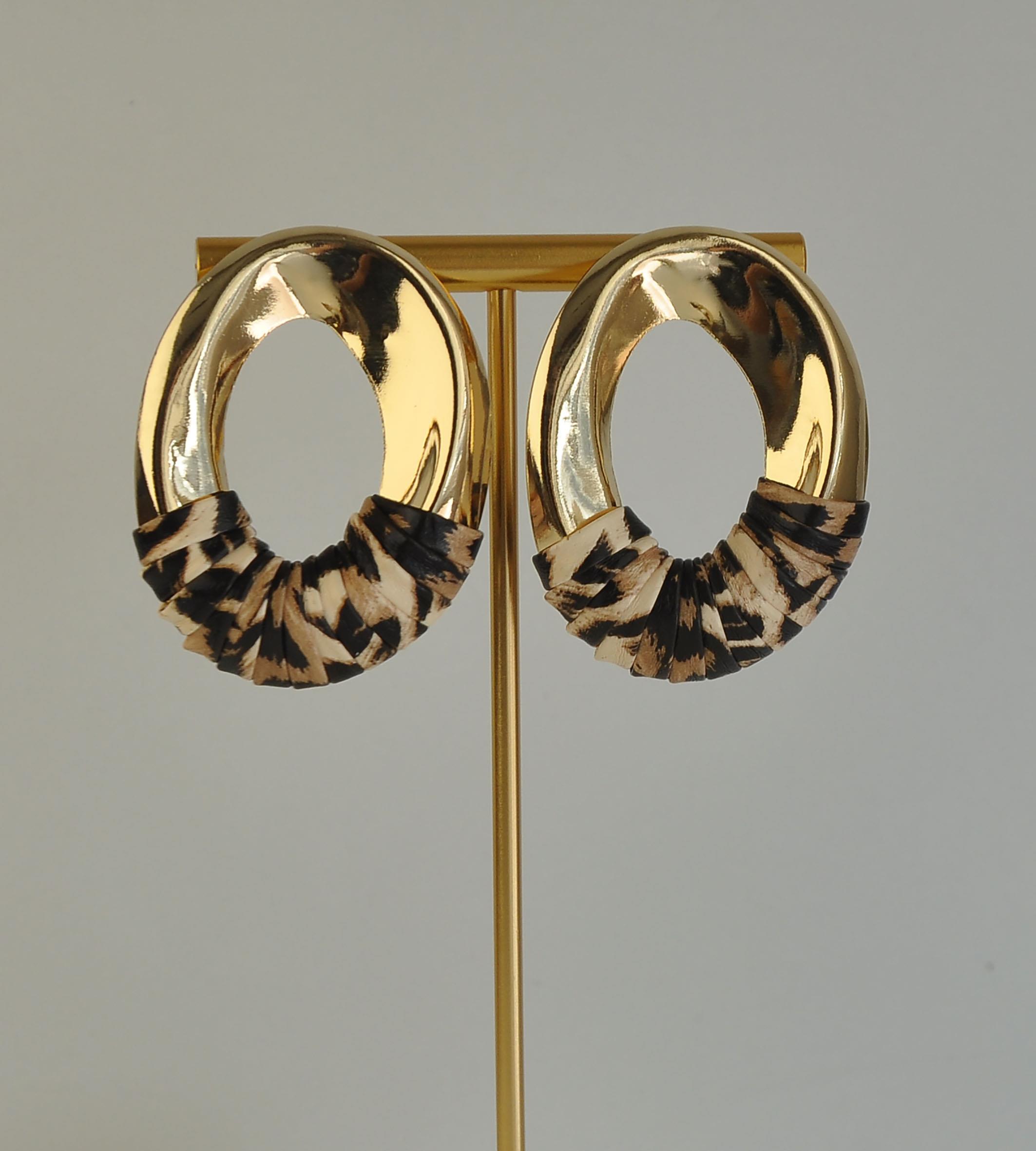 Gold prinç leopar desenli küpe