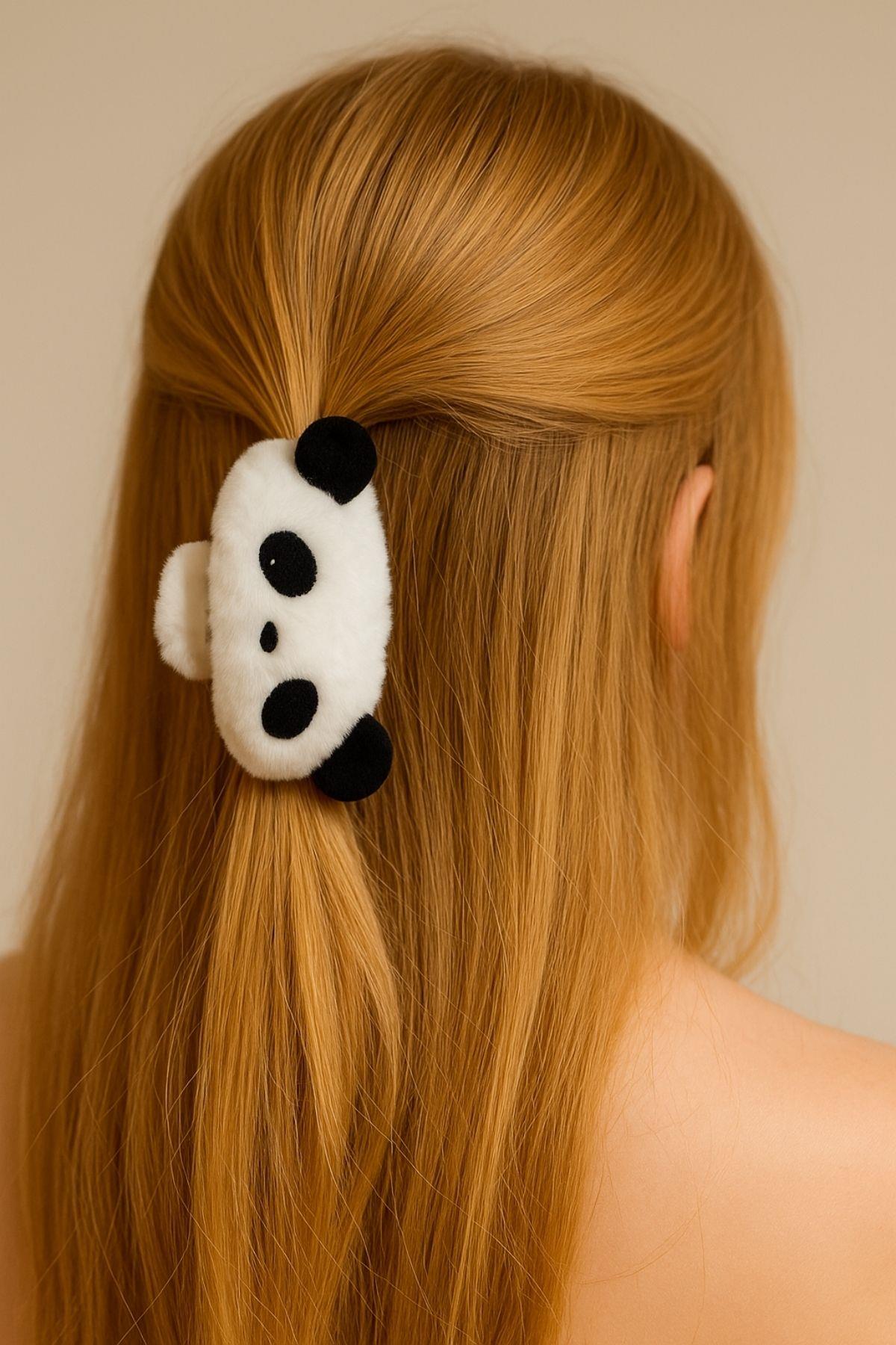11 Cm Siyah Panda Fiyonk Model Çocuk Mandal Toka