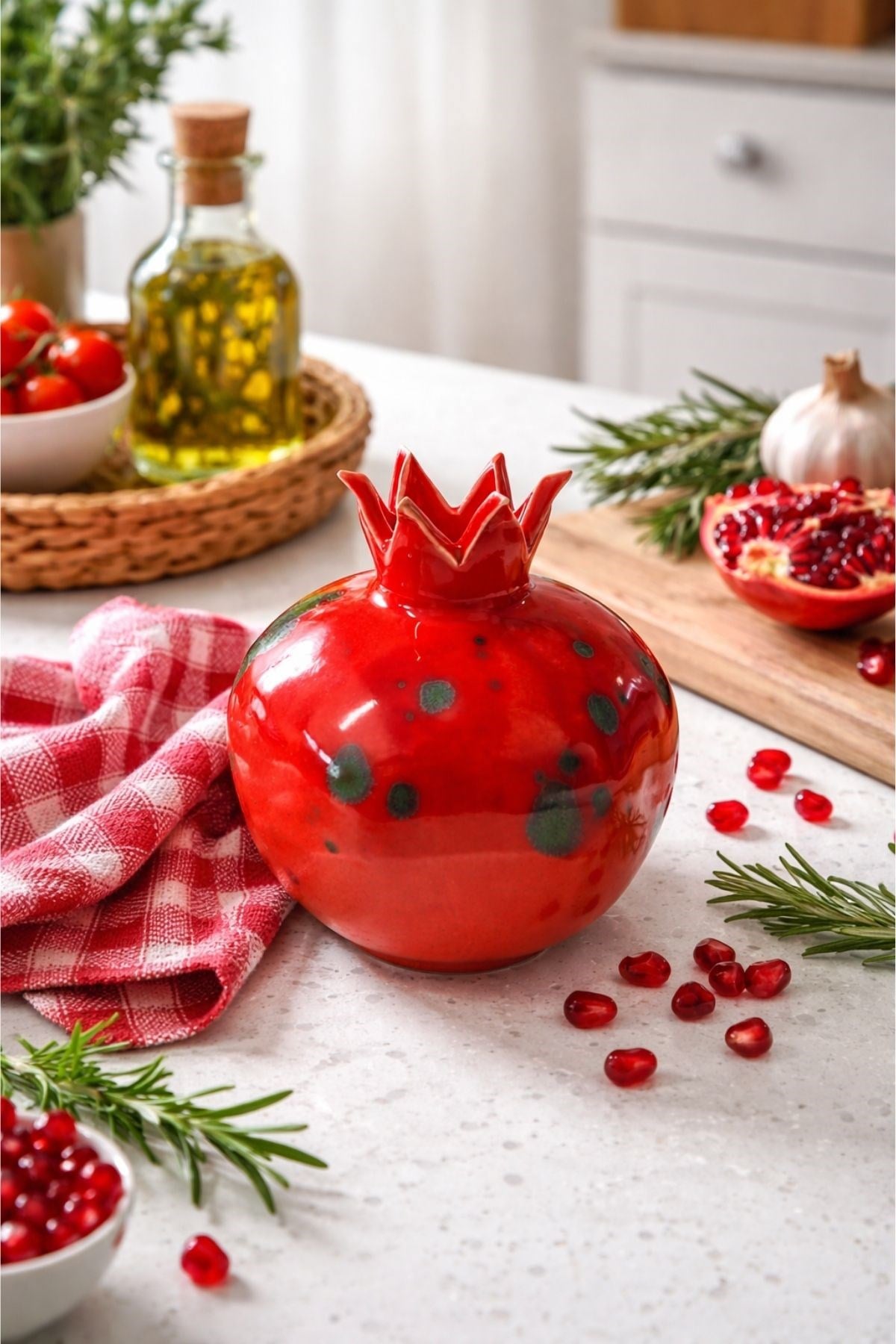 12 Cm Seramik Nar Masa Objesi