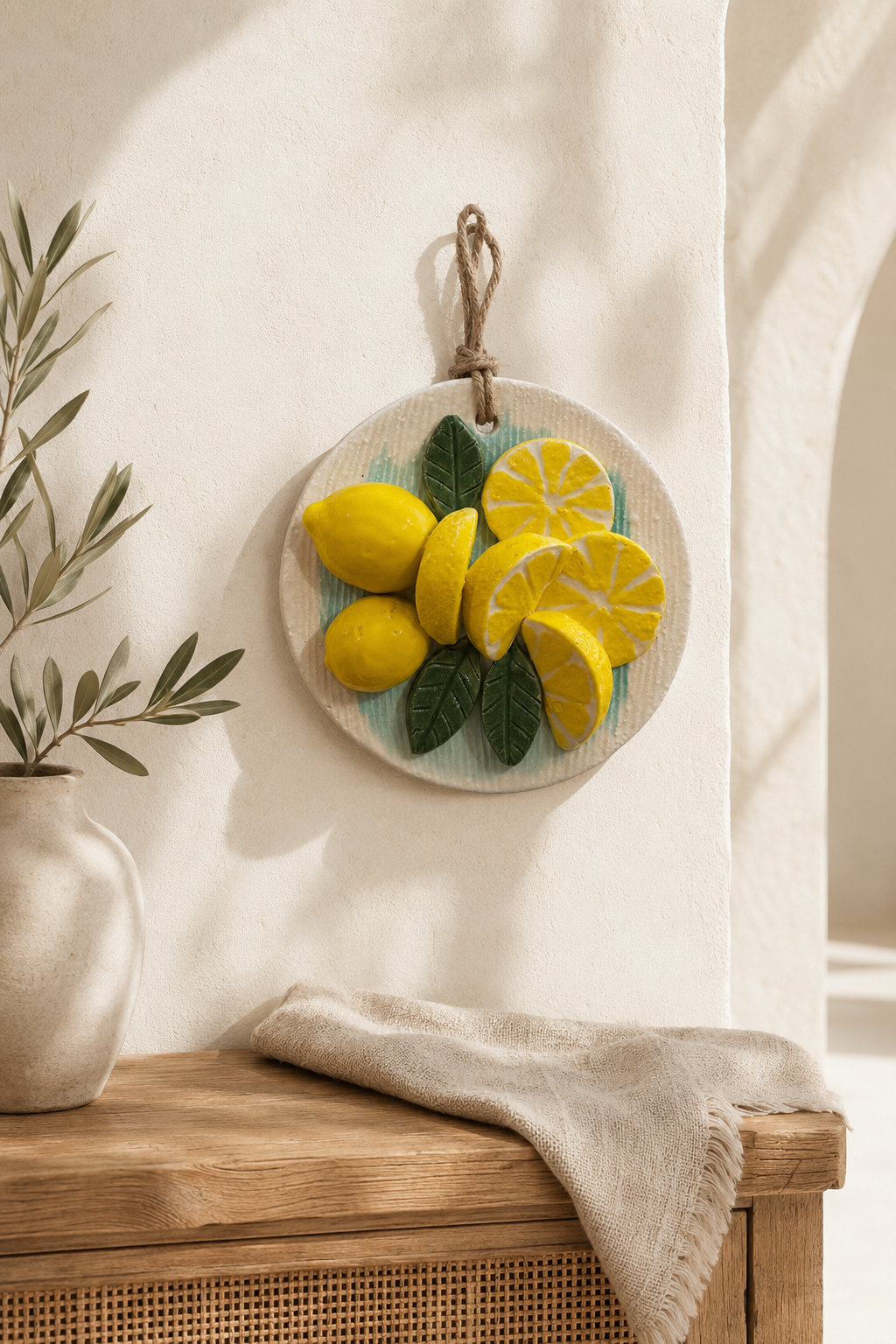 14 Cm Dilim Limon Seramik Duvar Panosu