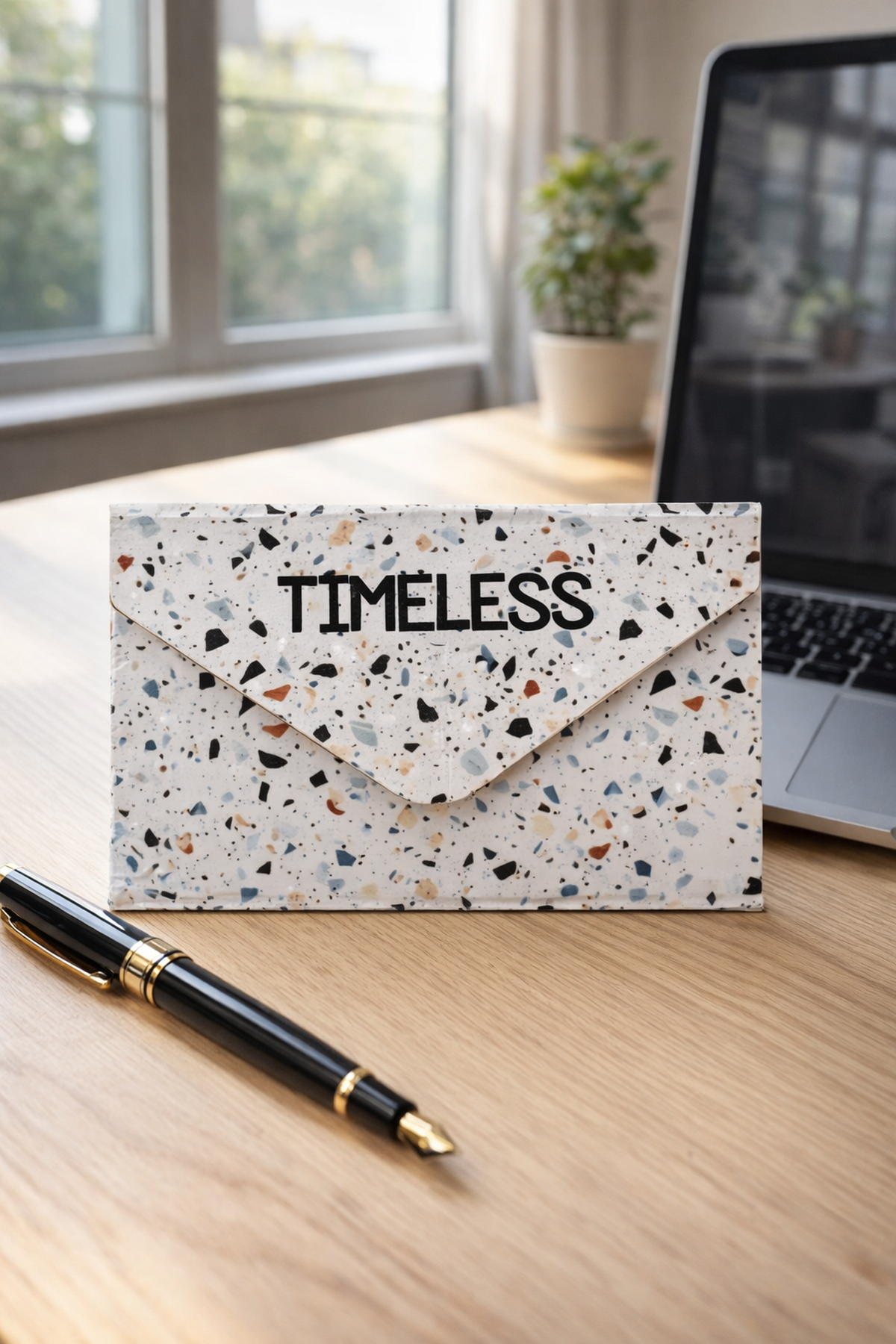 17 Cm Granit Desenli Çizgisiz Zarf Defter