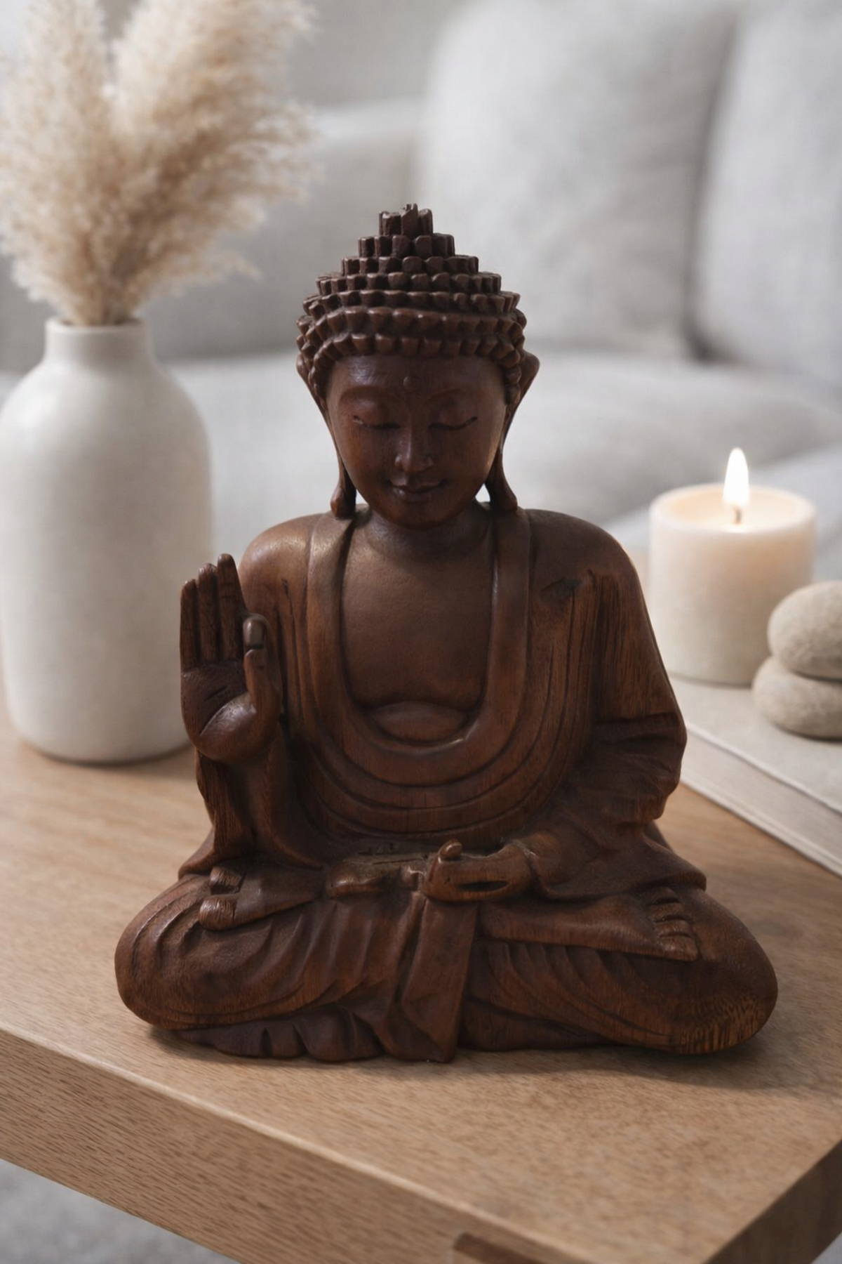20 Cm Ahşap Dekoratif Öğretici Duruşlu Buddha